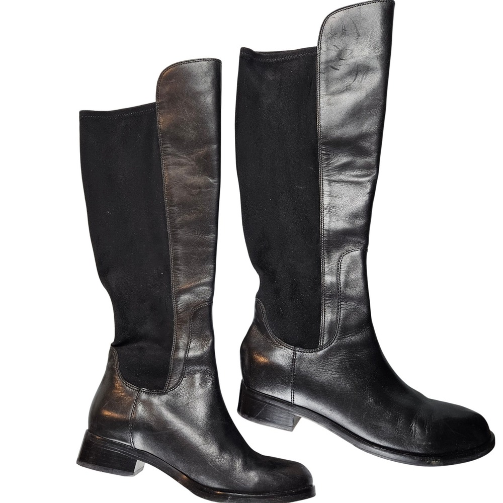 Cole Haan Air Whitley Black Leather & Suede Tall Boots, size 8.5 B